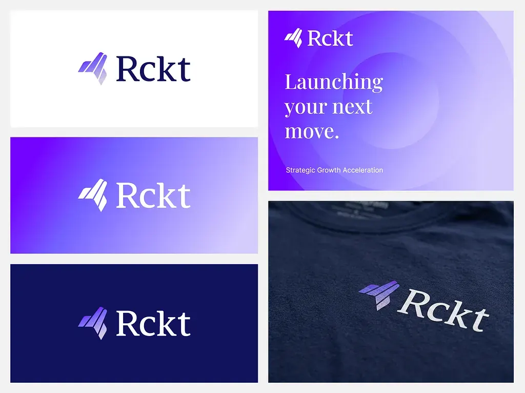 Rckt logo — rocket arrow brand sheet