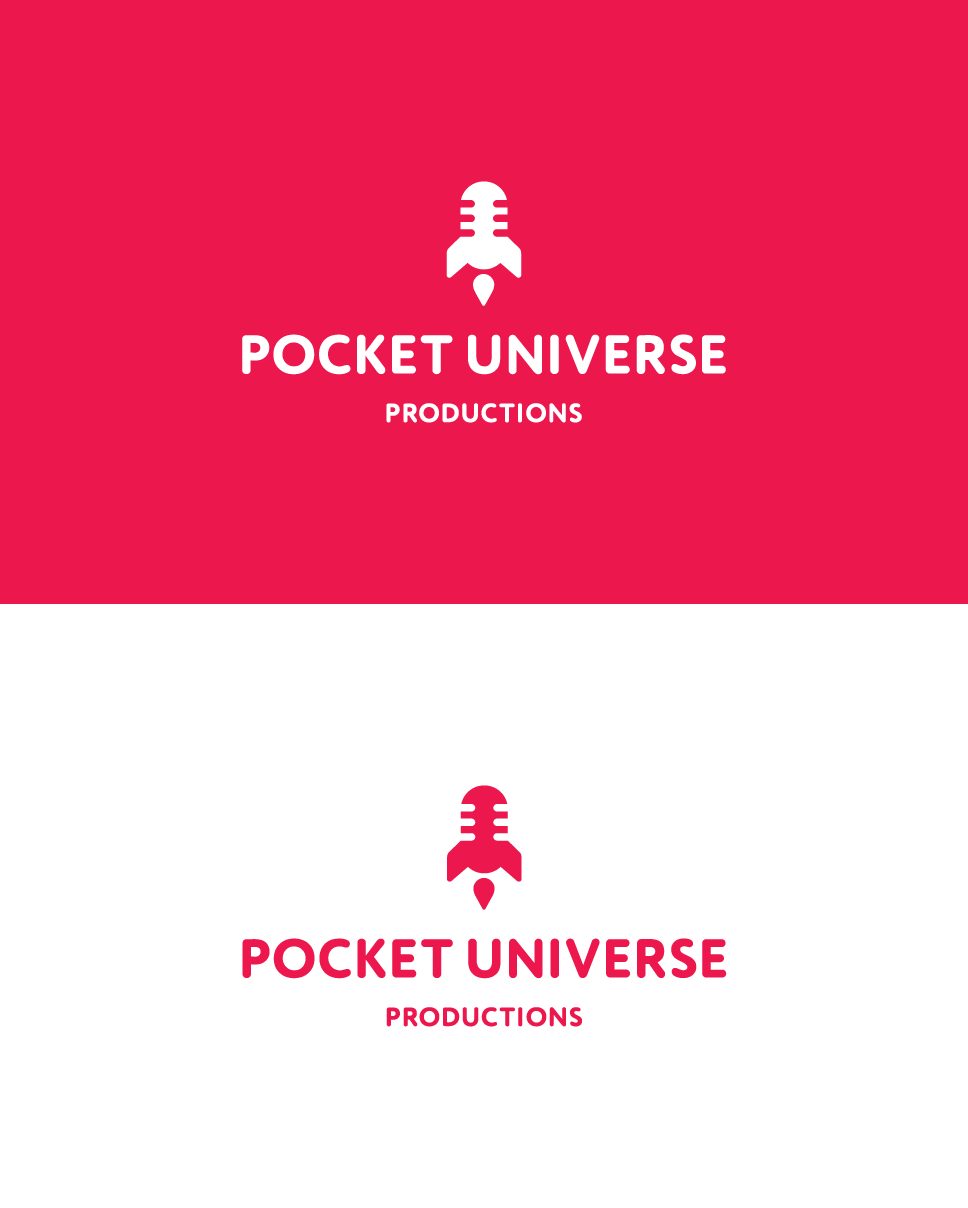 professional, creative production company logo design. Rocket logo combined with a microphone.